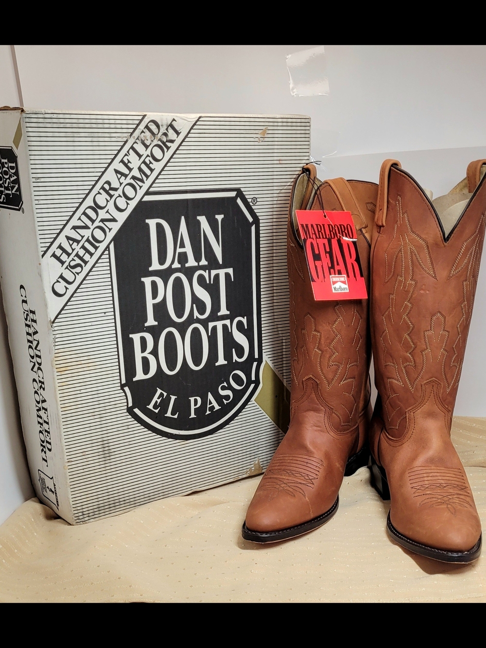 Vintage Dan Post Marlboro Country Store Leather Cowboy Western Boots NIB,10.5D
